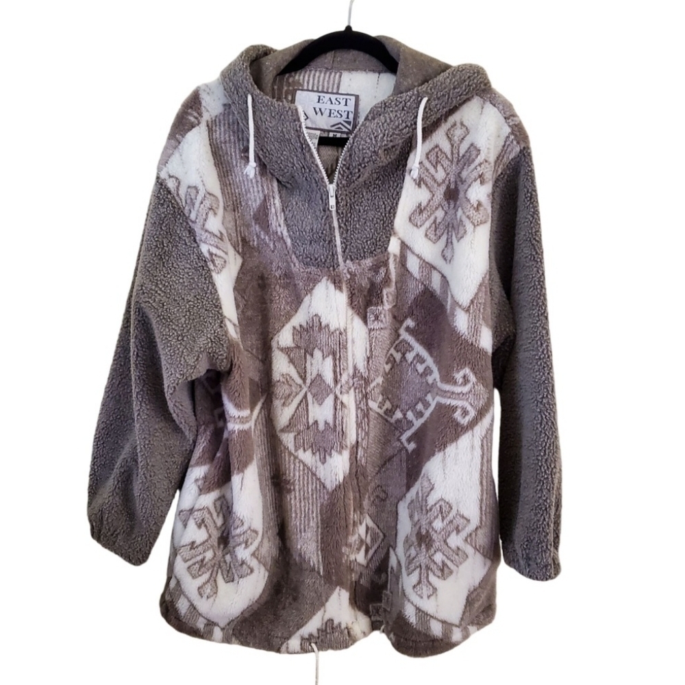 East West Vintage Aztec Southwest Thick Fleece Full Zip Jacket Size M